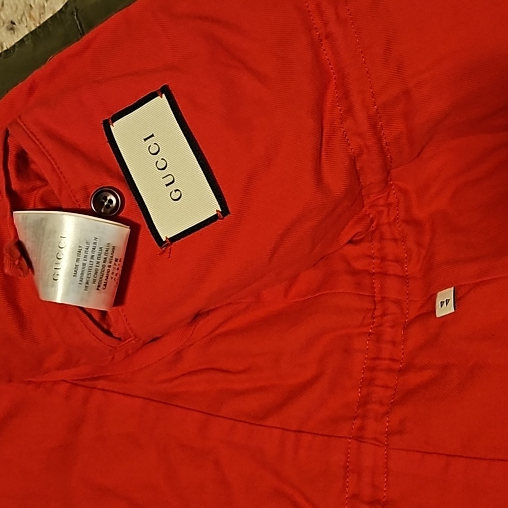 Gucci Dark Green  Red Cargo GG Logo Orange Dragon Embroidered Jacket Coat Sz. 44 - Picture 10 of 10